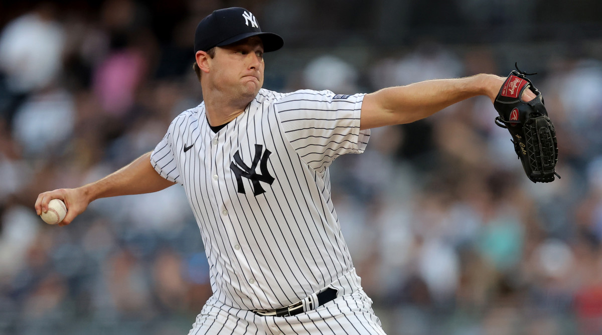 Gerrit Cole pitching for the Yankees.